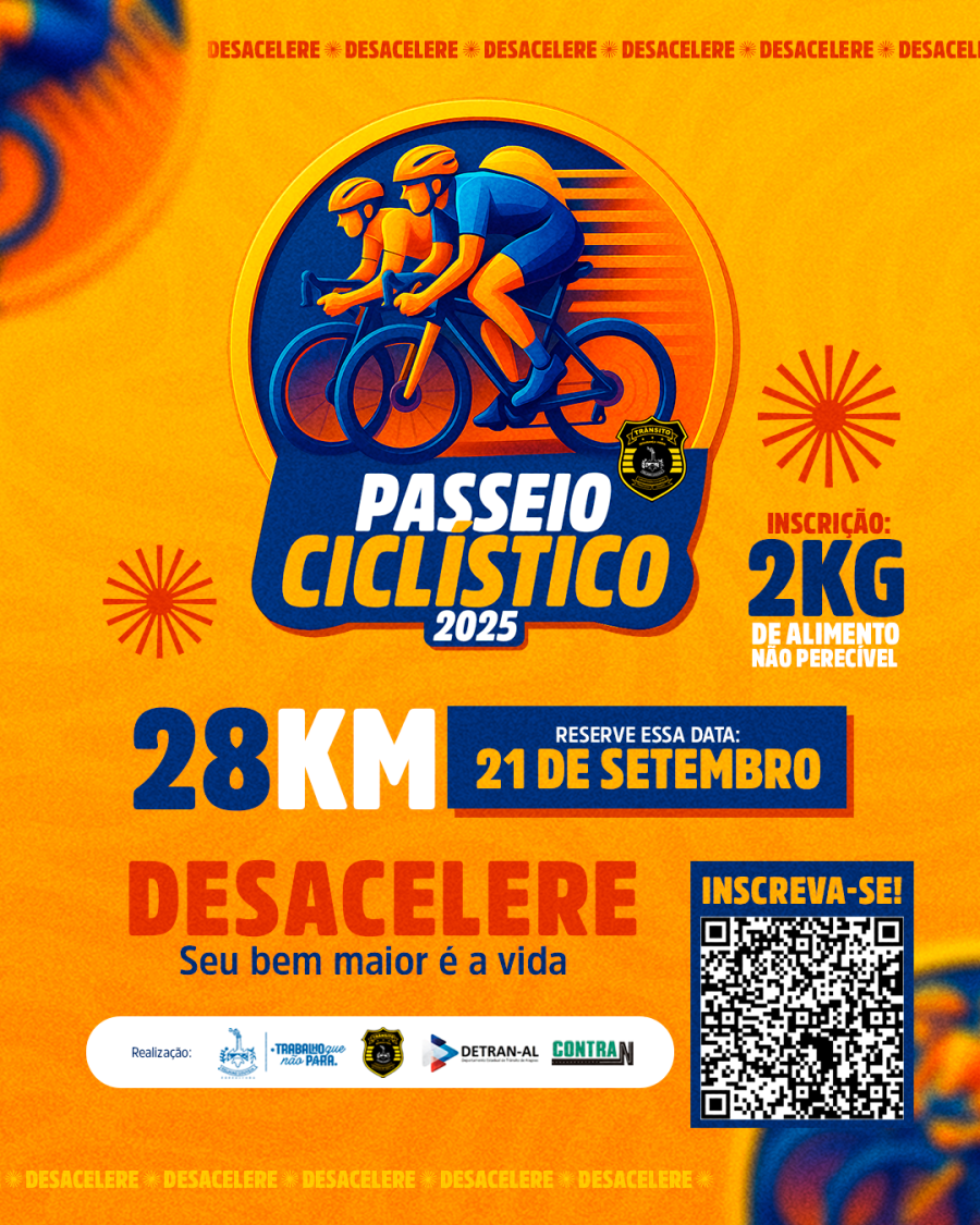 Prefeitura de Delmiro Gouveia, por meio da SMTT, promove Passeio Ciclístico 2025 com 28 km de percurso