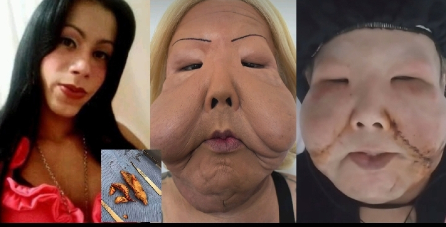 Veja os resultados das cirurgias após retirada de partes de óleo mineral do rosto da influenciadora digital Juju do Pix 