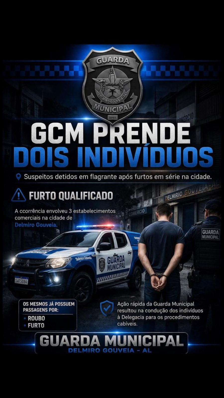 AÇÃO RÁPIDA DA GUARDA MUNICIPAL DE DELMIRO GOUVEIA