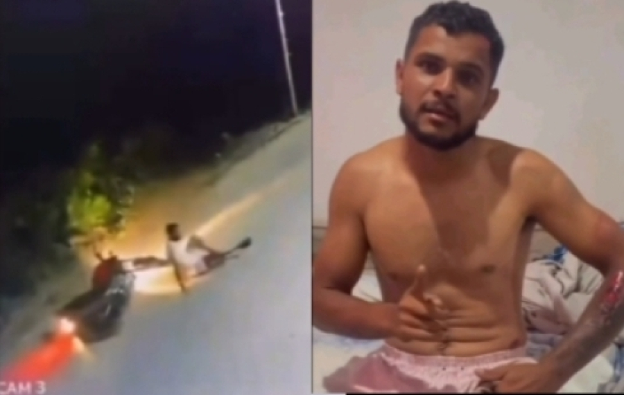 Morador de Olho d'Água do Casado cai de motocicleta e se revolta chamando o Prefeito de ladrão