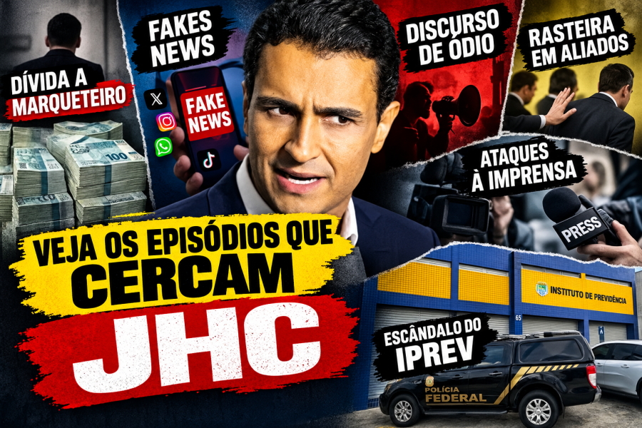 Dívida a Marqueteiro, fakes news, discurso de ódio, rasteira em aliados, ataques a imprensa, escândalo do IPREV; veja os episódios que cercam JHC