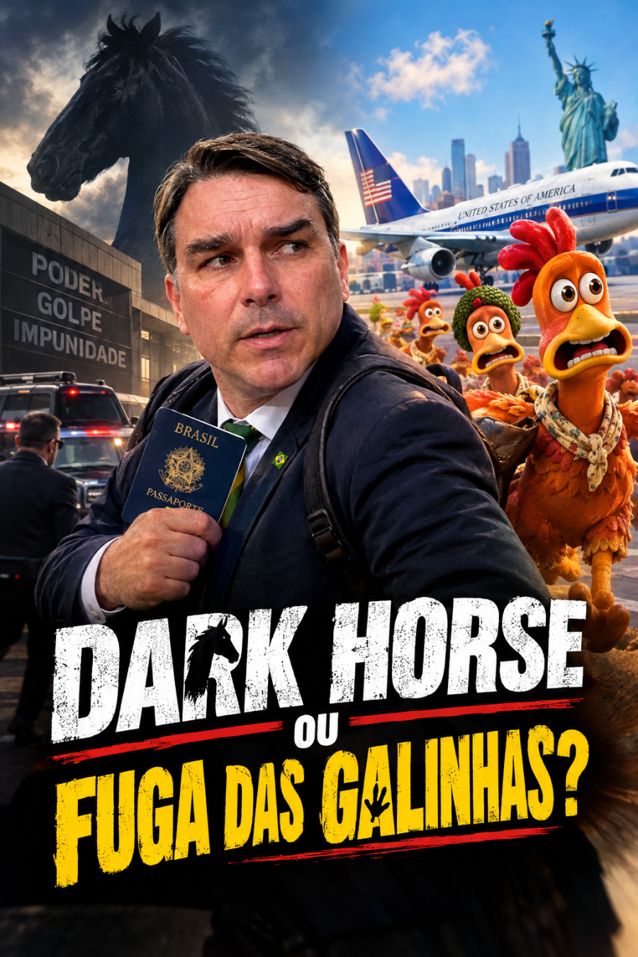 Fuga das Galinhas ou Dark Horse? Flávio Bolsonaro foge para os Estados Unidos 